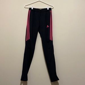 Adidas black and pink track pants